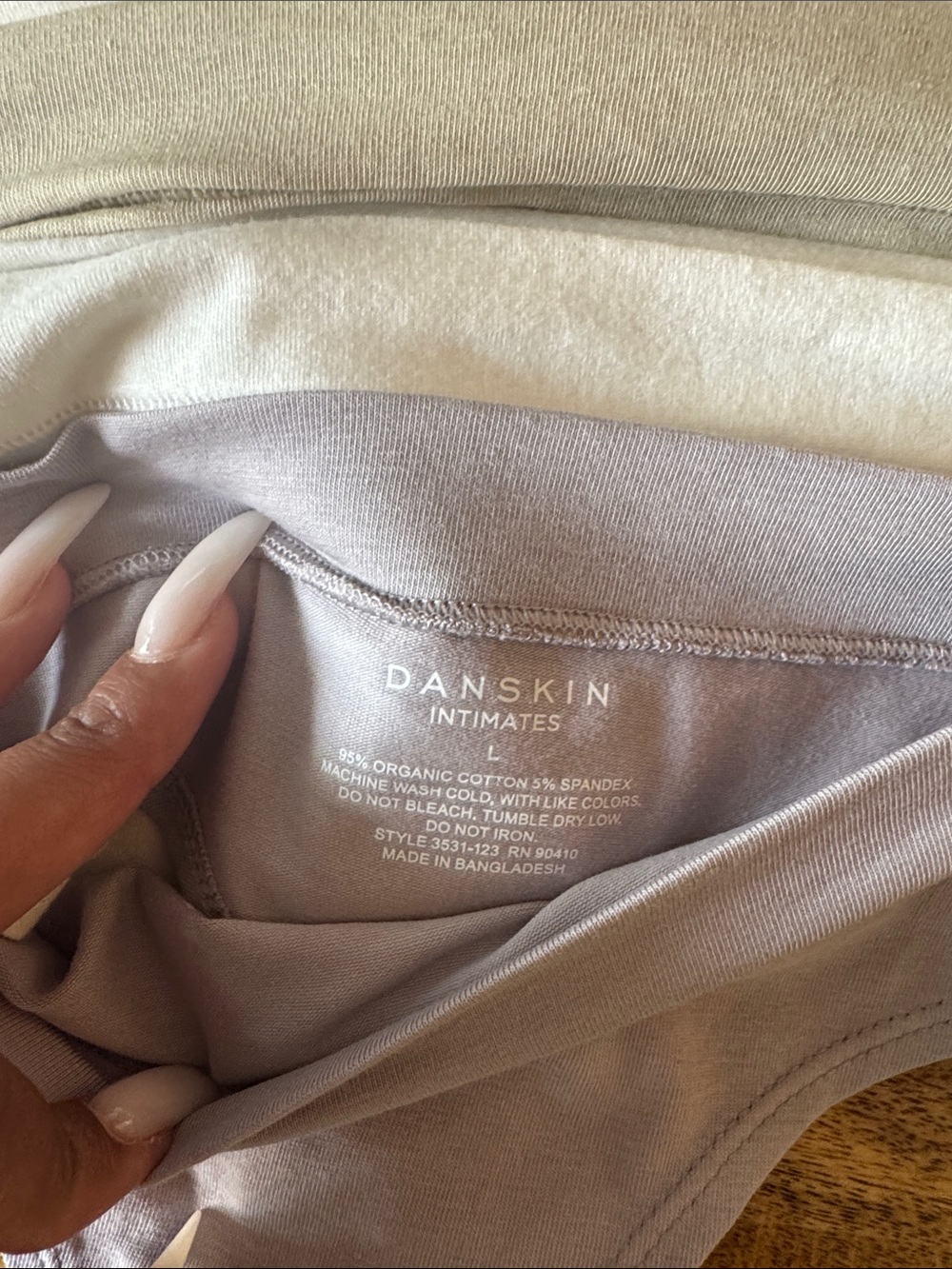 Danskin Organic Cotton Thong Set - light nudes pastels beige set of 5 NWT LARGE - Picture 6 of 6